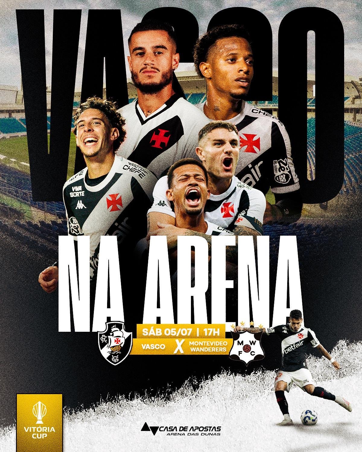 Vasco (RJ) e Montevideo Wanderers farão amistoso internacional na Arena no próximo dia 05 de julho