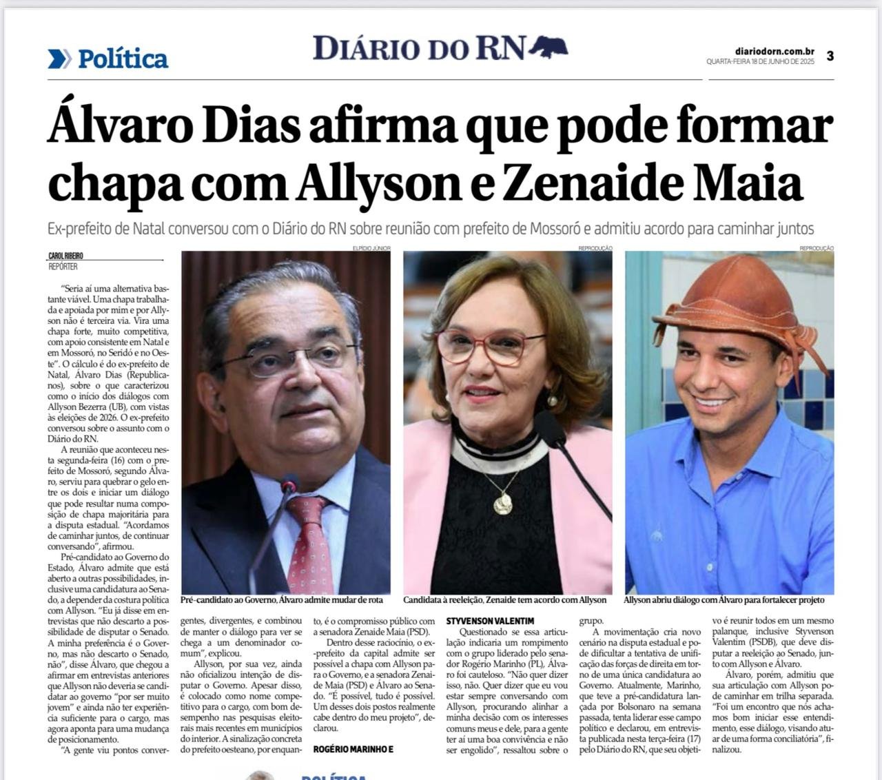 Álvaro Dias aceitou ser vice de Allysson