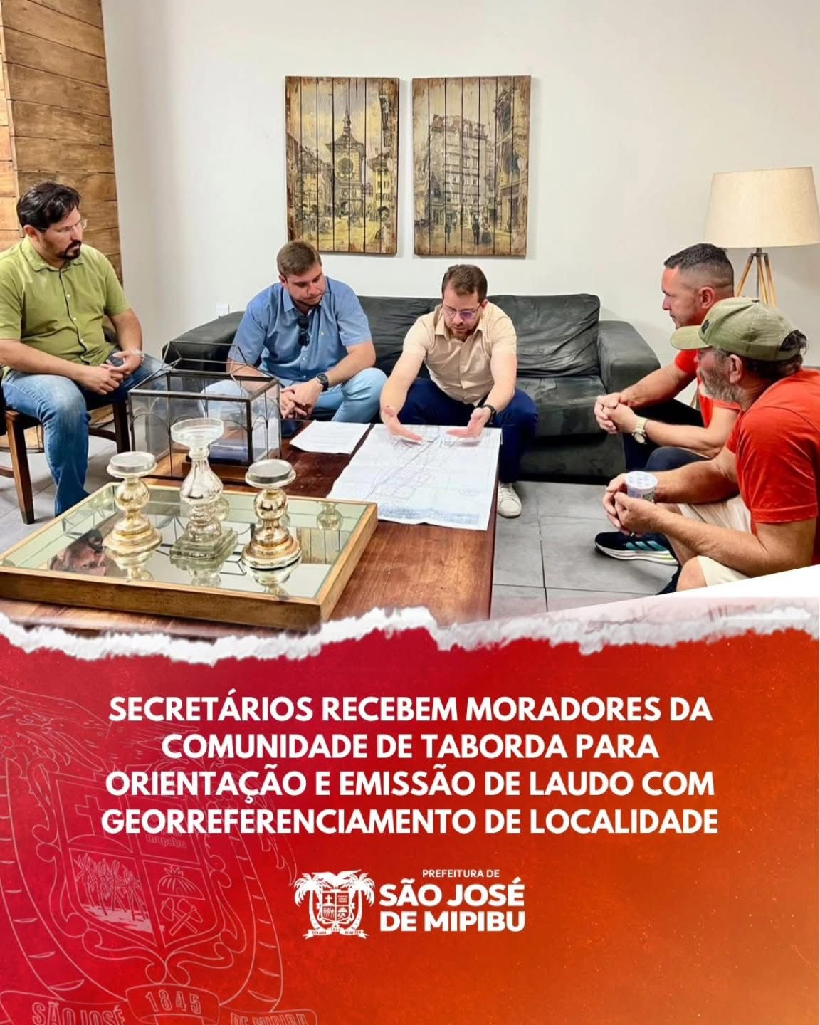 SECRETÁRIOS RECEBEM MORADORES DA COMUNIDADE DE TABORDA PARA ORIENTAÇÃO E EMISSÃO DE LAUDO COM GEORREFERENCIAMENTO DE LOCALIDADE