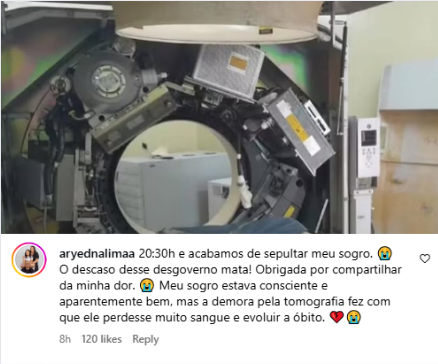 QUE SITUAÇÃO: Nora que perdeu o sogro no Walfredo dispara “o descaso do Governo Fátima mata!”