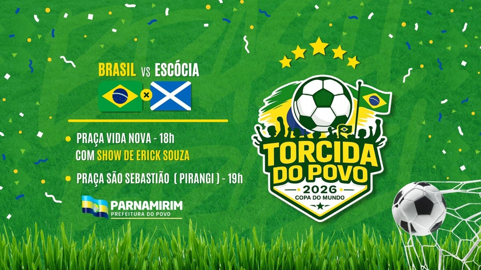 Prefeitura de Parnamirim promove transmissão de Brasil x Escócia em dois polos da Torcida do Povo