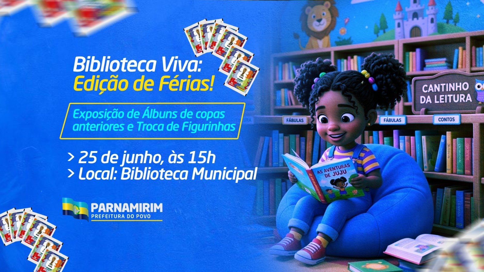 Biblioteca Viva: Parnamirim realiza exposição de álbuns das Copas e troca de figurinhas
