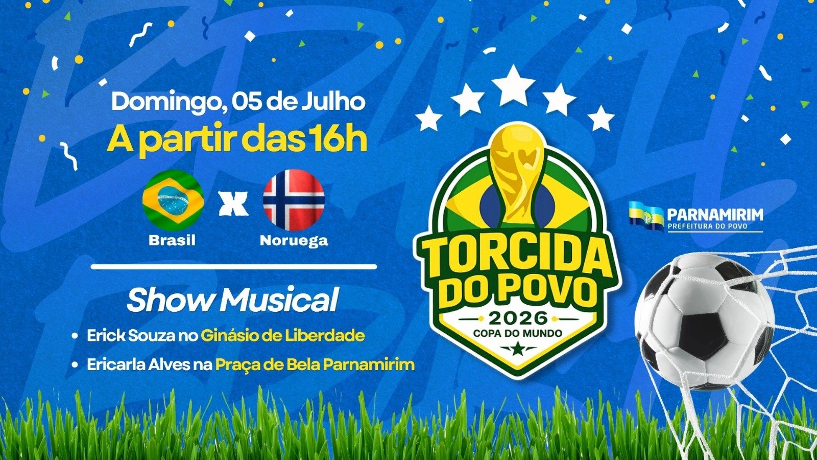 Parnamirim prepara transmissão de Brasil x Noruega neste domingo, 5 de julho
